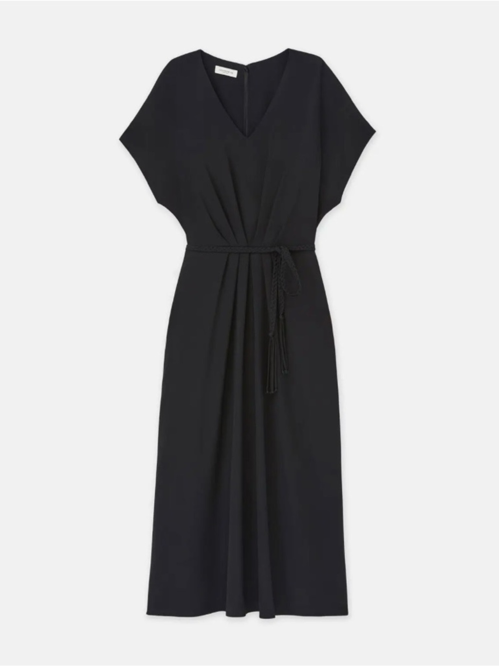 Lafayette 148 NY Organic Silk Stretch Georgette V-Neck Dress Black Size 18– NWT